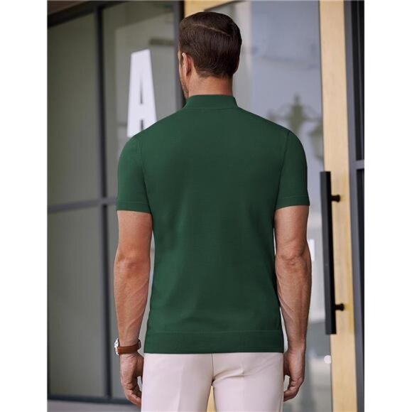 Mens Mock Turtleneck Sweater Short Sleeve Casual Dress Sweater Shirt - Picture 4 of 6